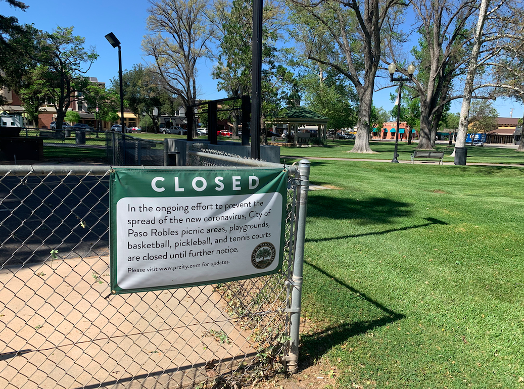 Paso Robles Downtown City Park closed playground. Photo by Hannah Halferty
