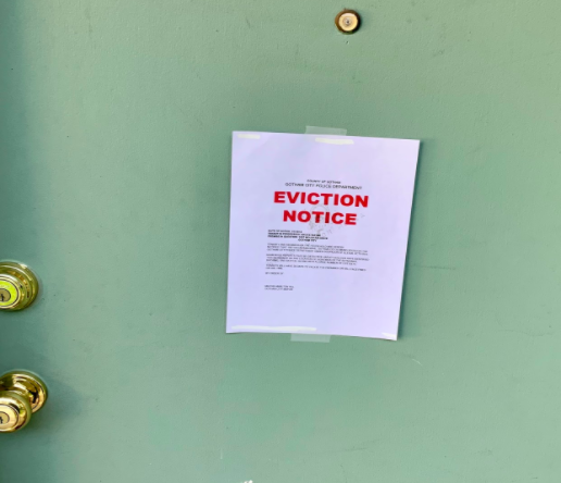 Notice of eviction. Photo by Hannah Halferty
