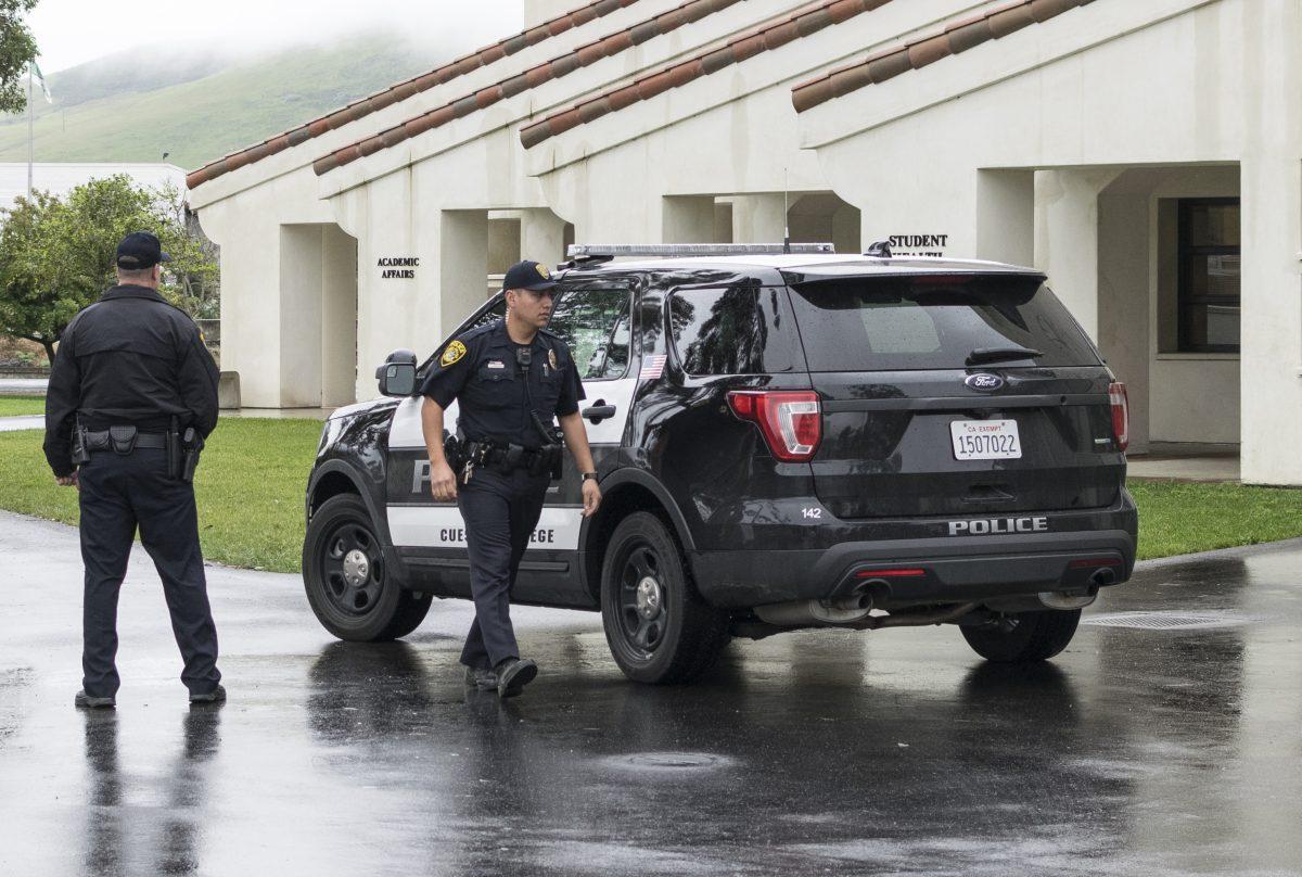 Campus police respond to a disturbance on campus and arrest Cuesta student Leslie Jean Maraldo an outstanding arrest.