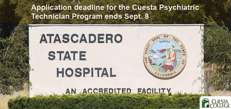 Application deadline for the Cuesta Psychiatric Technician Program ends Sept. 8