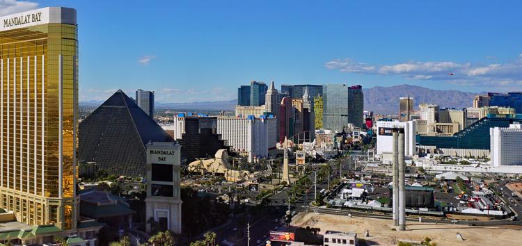 Route 91 Harvest Festival shooting site, Las Vegas Village and Festival Grounds, Las Vegas Strip, Nevada.