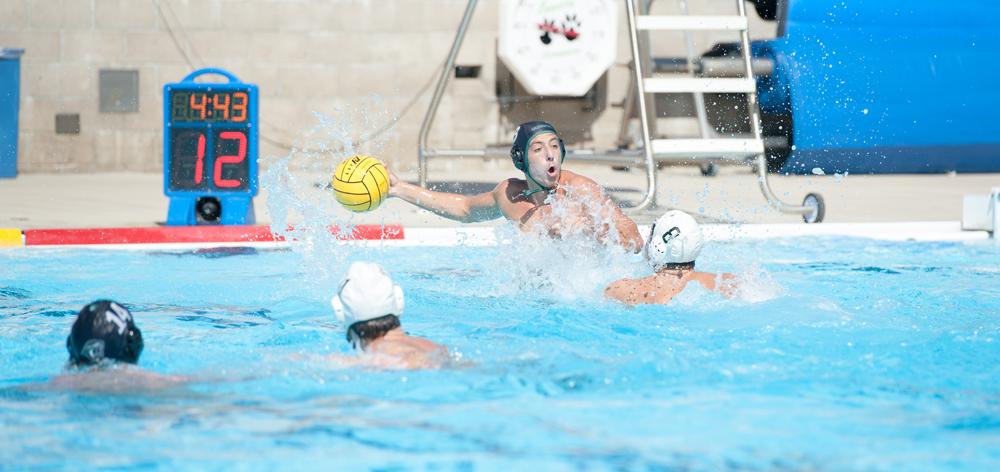 Austin Barton taking onÂ theÂ Golden West College Rustlers during aÂ Cuesta waterpolo match. Photo courtesy of Ritchie Bermudez / Cuesta Athletics