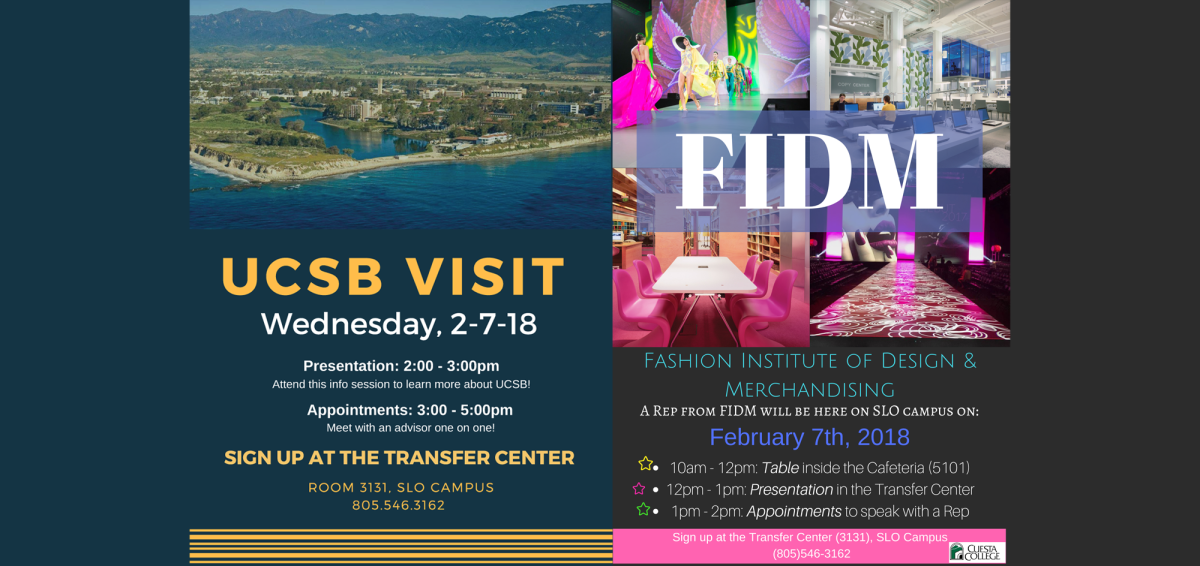 College representatives from UCSB and FIDM visit Cuesta campus