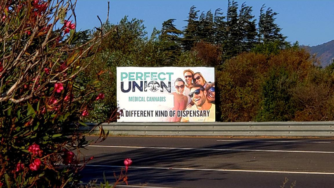 A billboard advertising a cannabis retail storefront  on Highway 101 in San Luis Obispo, Calif.  Photo by Michael Costa
