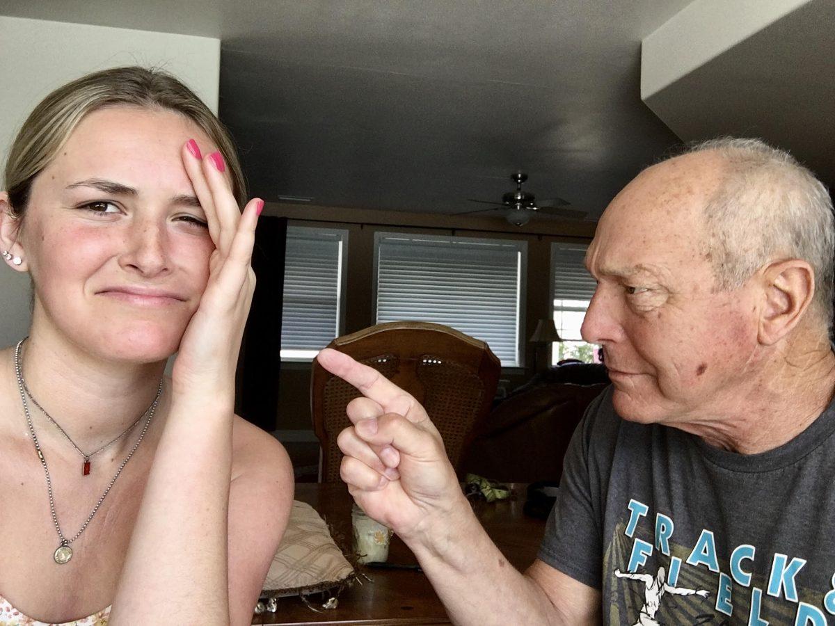 Editor-in-Chief getting scolded by her dad. Photo by Ava Kershner