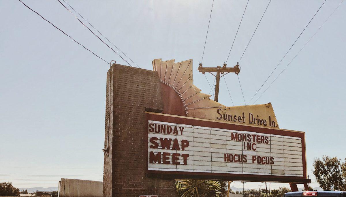 The Sunset Drive-In marquee. Photo by Ellie Amesse