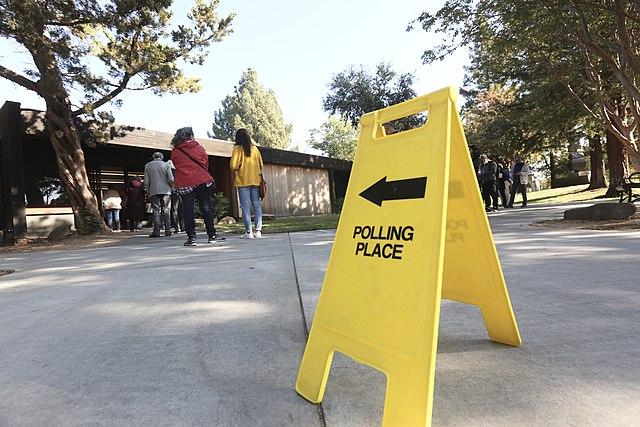 Voters line up outside a Voter Assistance Center in Davis, California to cast their votes early in the 2020 General Election. Photo by Owen Yancher