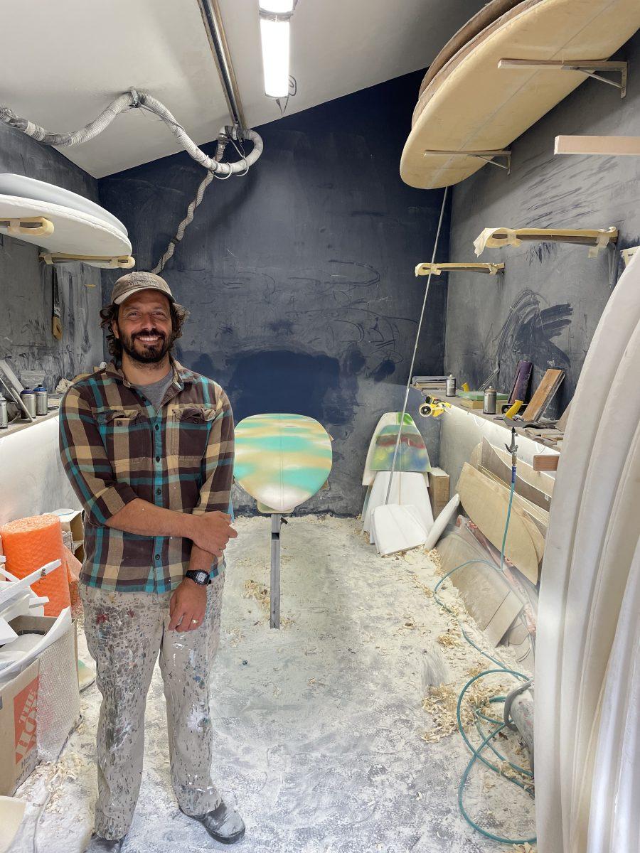 Shea Somma inside his shaping bay. Photo by Nico Mireles
