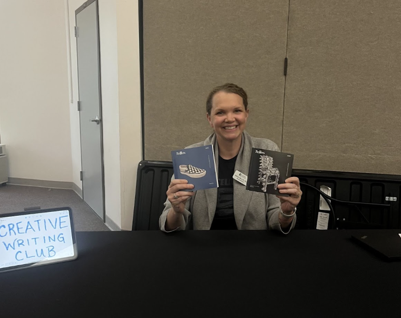 Sarah Miller, faculty advisor for the Creative Writing Club, shares two journals created by students named Tellus. Miller explained that the club meets biweekly, starting on February 17. Artists, writers or any Cuesta students can submit to the Tellus journal until March 1. 