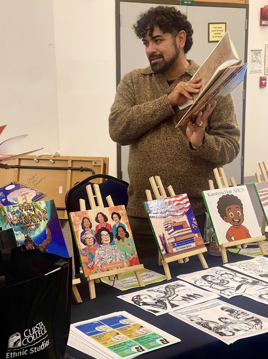 Mario Espinoza-Kulick, faculty advisor for the Ethnic Studies Club, was representing the club at Cuesta College’s Club Fair in the 5400 building of Cuesta’s SLO campus on Feb. 10. The Ethnic Studies Club handed out coloring pages and showcased children's books written and illustrated by Cuesta students, often as part of various ethnic studies classes. 