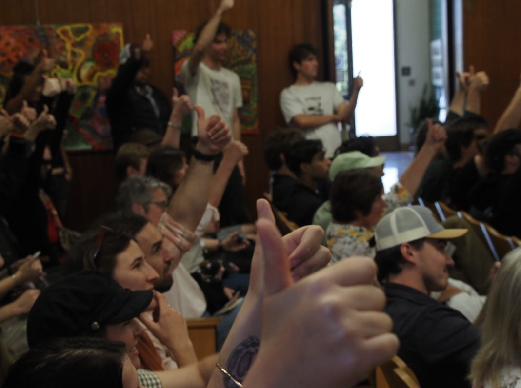 As clapping is not allowed during public comments, supporters who showed up on February 23 at San Luis Obispo City Hall instead gave thumbs-up to show their agreement with the current speaker. “We needed to show Libertine the love and care that they have shown us,” said Annabelle Fagan, a local comedian who started her career at Libertine.