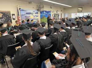California Men’s Colony Captain Manuel Rocha addresses graduates, educators and administrators of the Rising Scholars Program on Oct. 30, 2025.
Photo courtesy of Cuesta College Rising Scholars