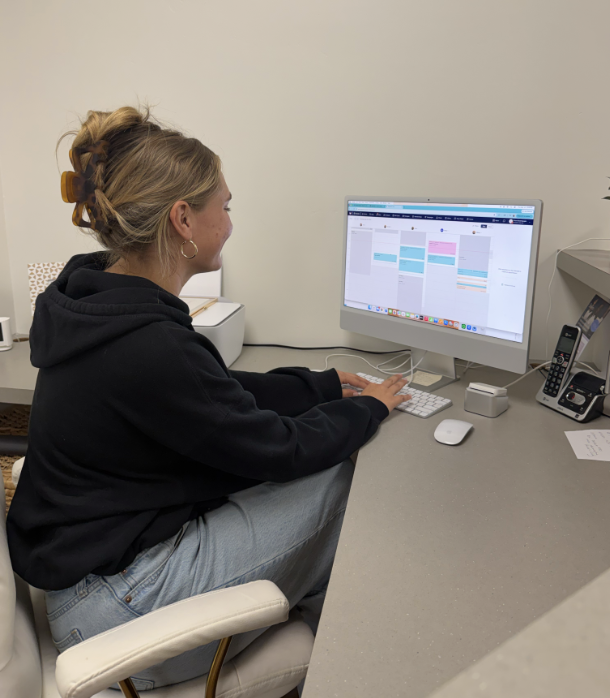 Kayla Cecena, a Cuesta College part-time student, works one of her four jobs in San Luis Obispo in May 2026. Cecena said working multiple jobs helps her support herself financially while attending school part-time. Photo courtesy of Kayla Cecena